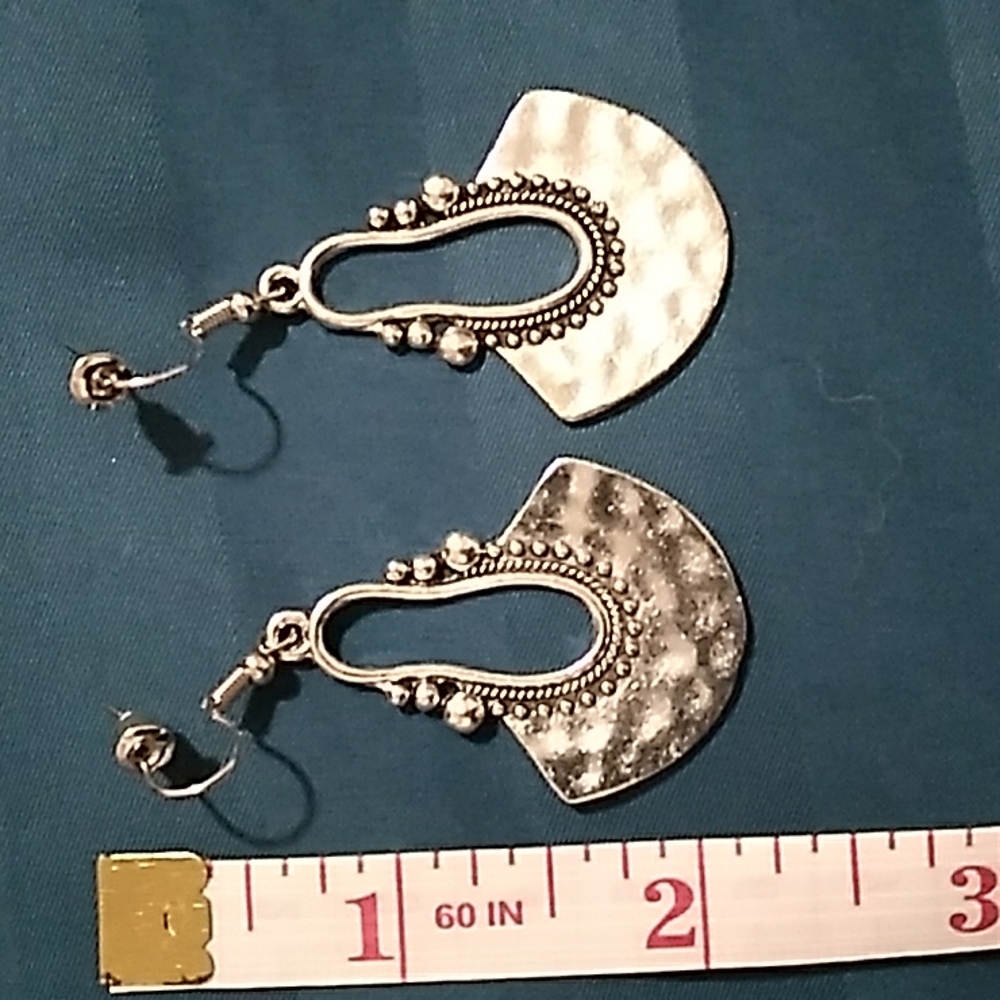 Silver hammered metal earrings